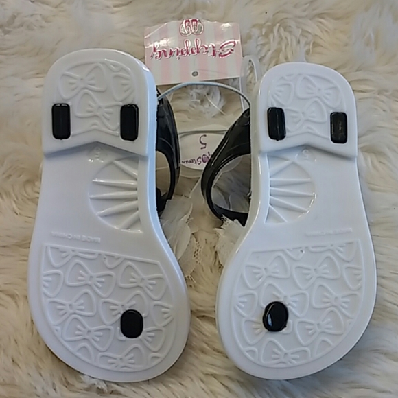 STEPPING STONES BLACK & WHITE STRIPED STRAPPY BABY JELLY SANDALS SIZE 5 - Picture 6 of 9